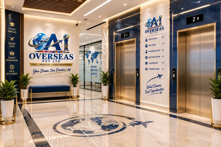 Building lobby and lifts at AI Overseas